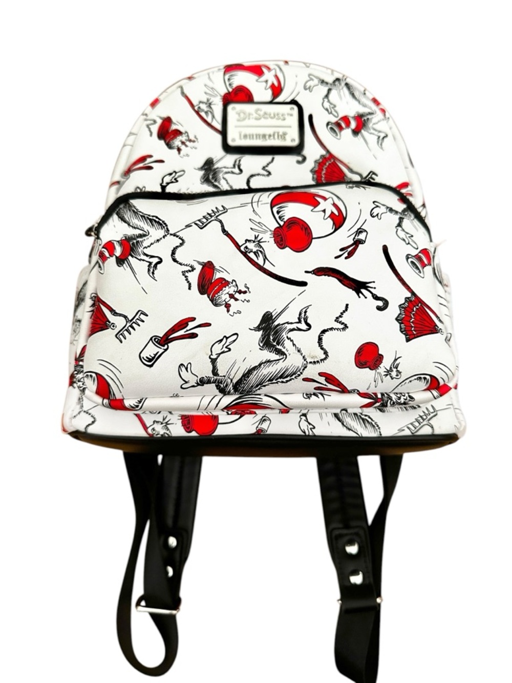 Loungefly Dr. Seuss 2022 The Cat in the Hat Falling Icons Mini Backpack White